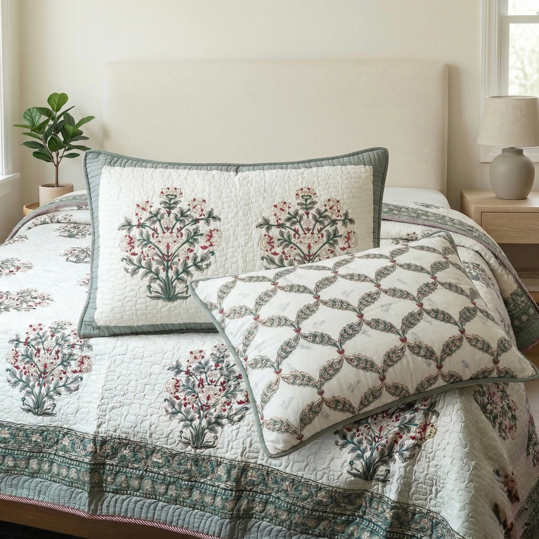 Gulbagh Quilted Cotton Bedcover Set