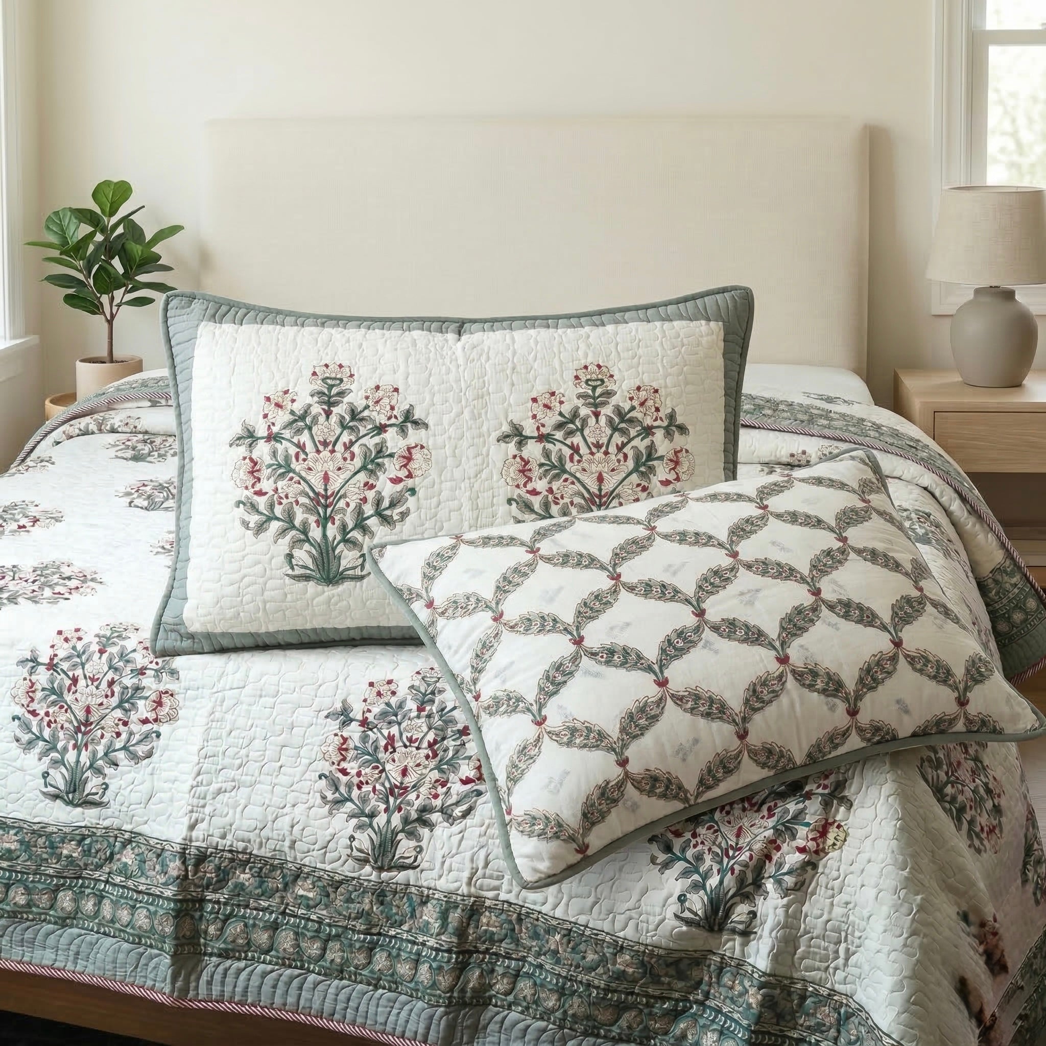 Gulbagh Quilted Cotton Bedcover Set