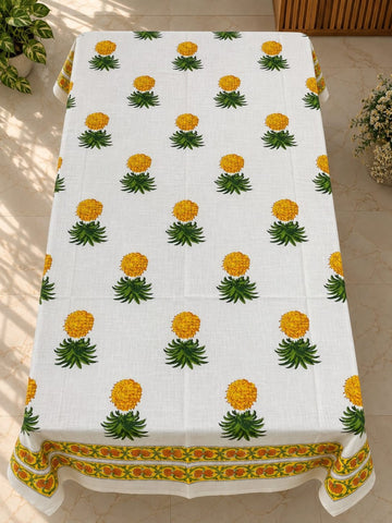 Pineapple Printed Cotton Table Cover ( 6 seater)