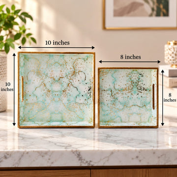 Mint Green Gold Foil tray (Set of 2)