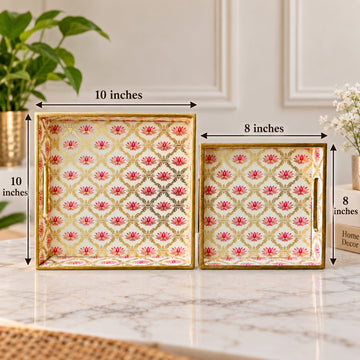 Royal Bloom Decorative Square Tray (Set of 2)