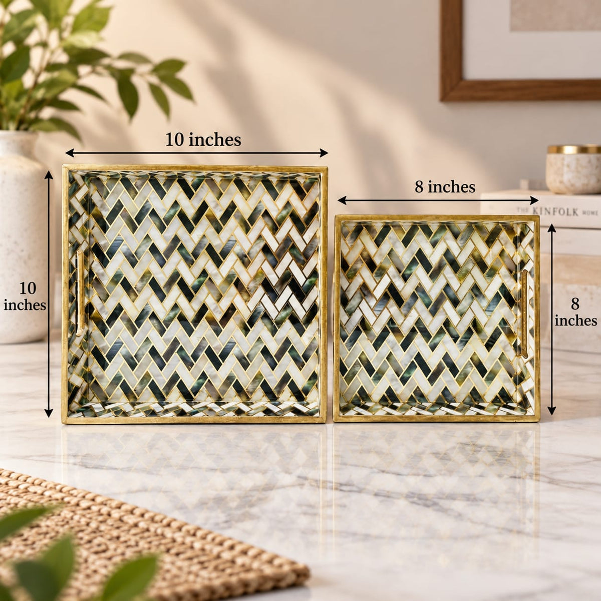 Square Luxe Decorative Tray (Set of 2)