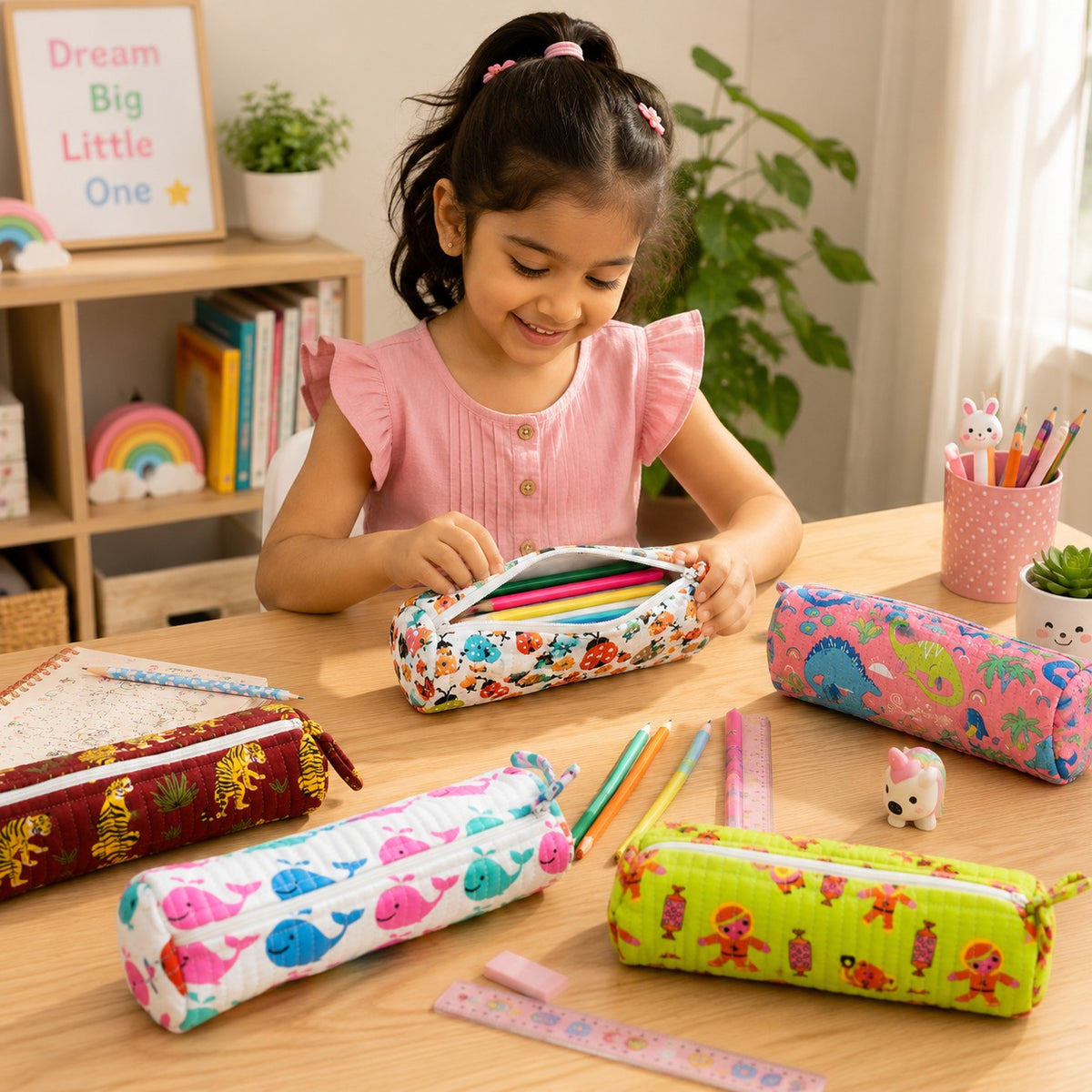 Handmade Printed Pencil Pouch (Set of 5)