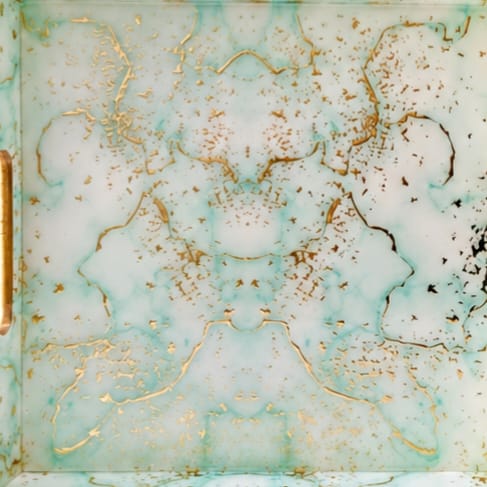 Mint Green Gold Foil tray (Set of 2)