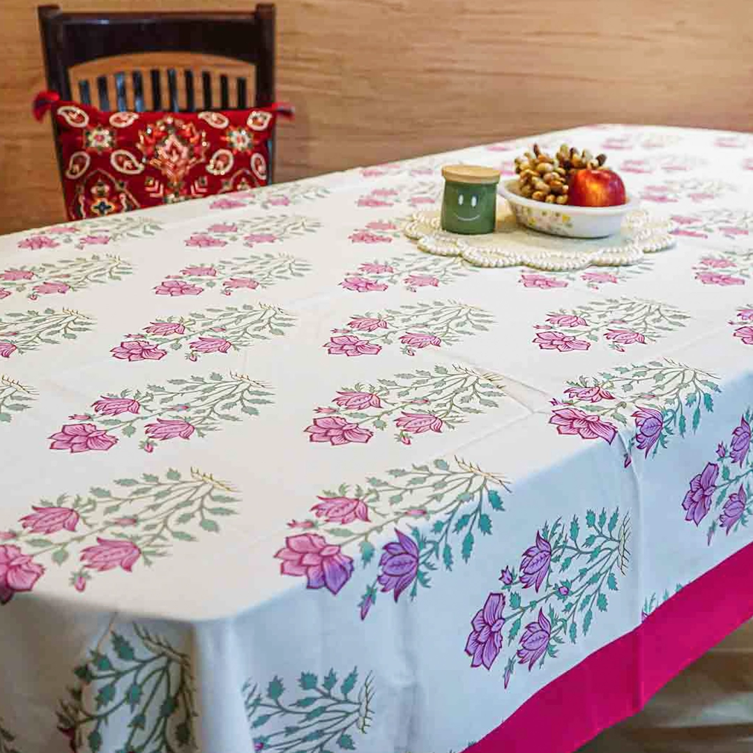 Floral Buti Six Seater Dining Table Cover