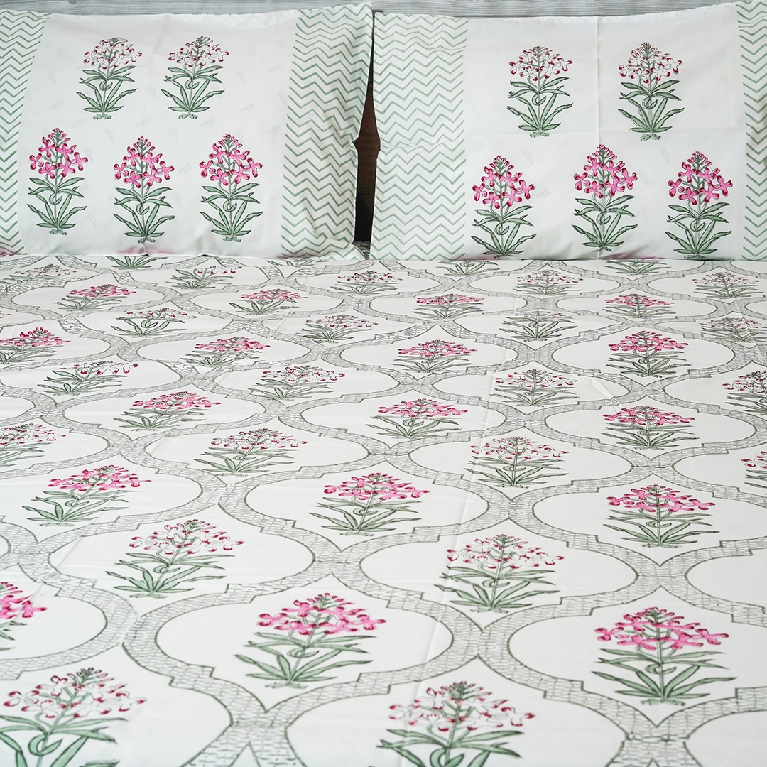 Mughal Bloom Cotton King Size Bedsheet